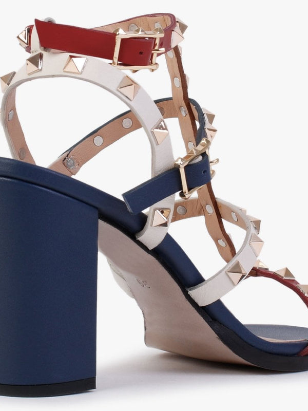 Pitter Multicoloured Leather Studded Block Heeled Sandals