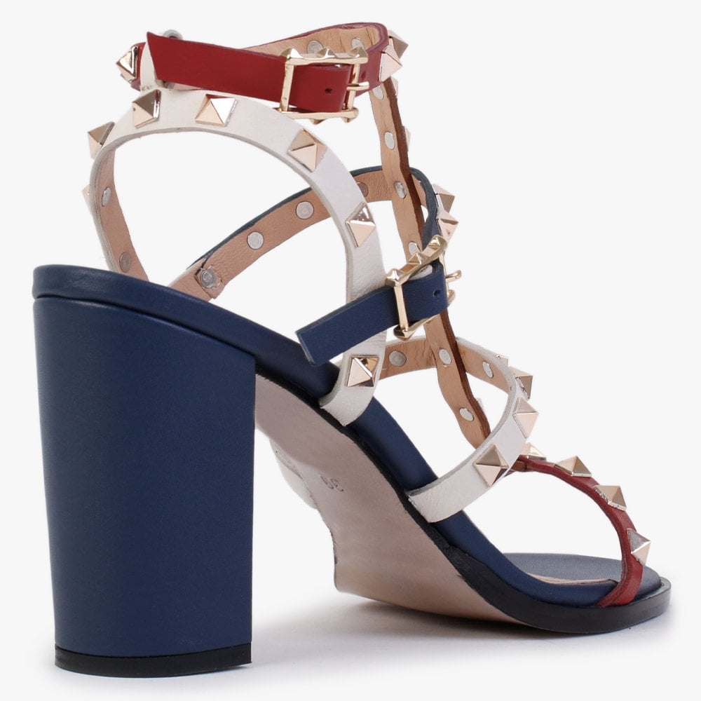 Pitter Multicoloured Leather Studded Block Heeled Sandals
