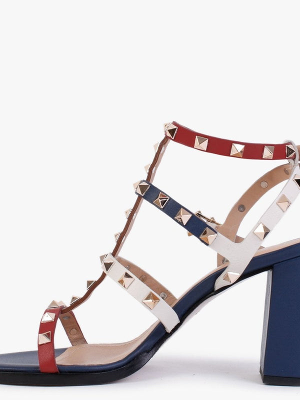 Pitter Multicoloured Leather Studded Block Heeled Sandals