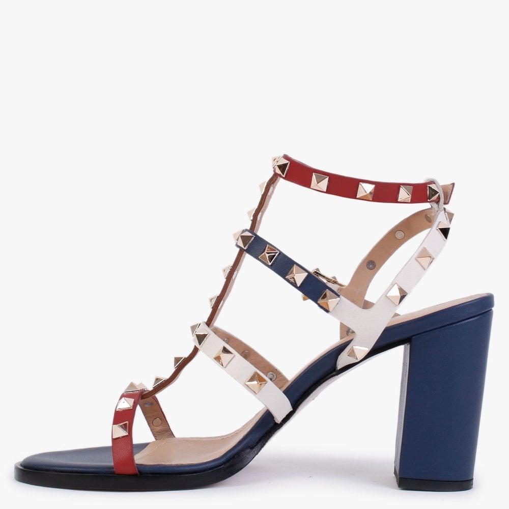 Pitter Multicoloured Leather Studded Block Heeled Sandals