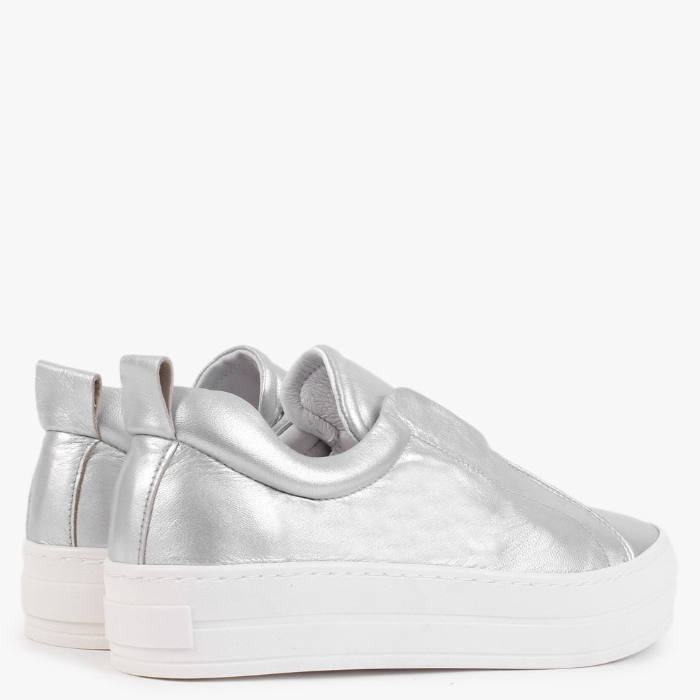 Slippy Silver Leather Laceless Trainers