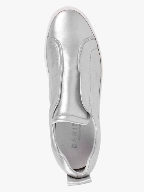 Slippy Silver Leather Laceless Trainers