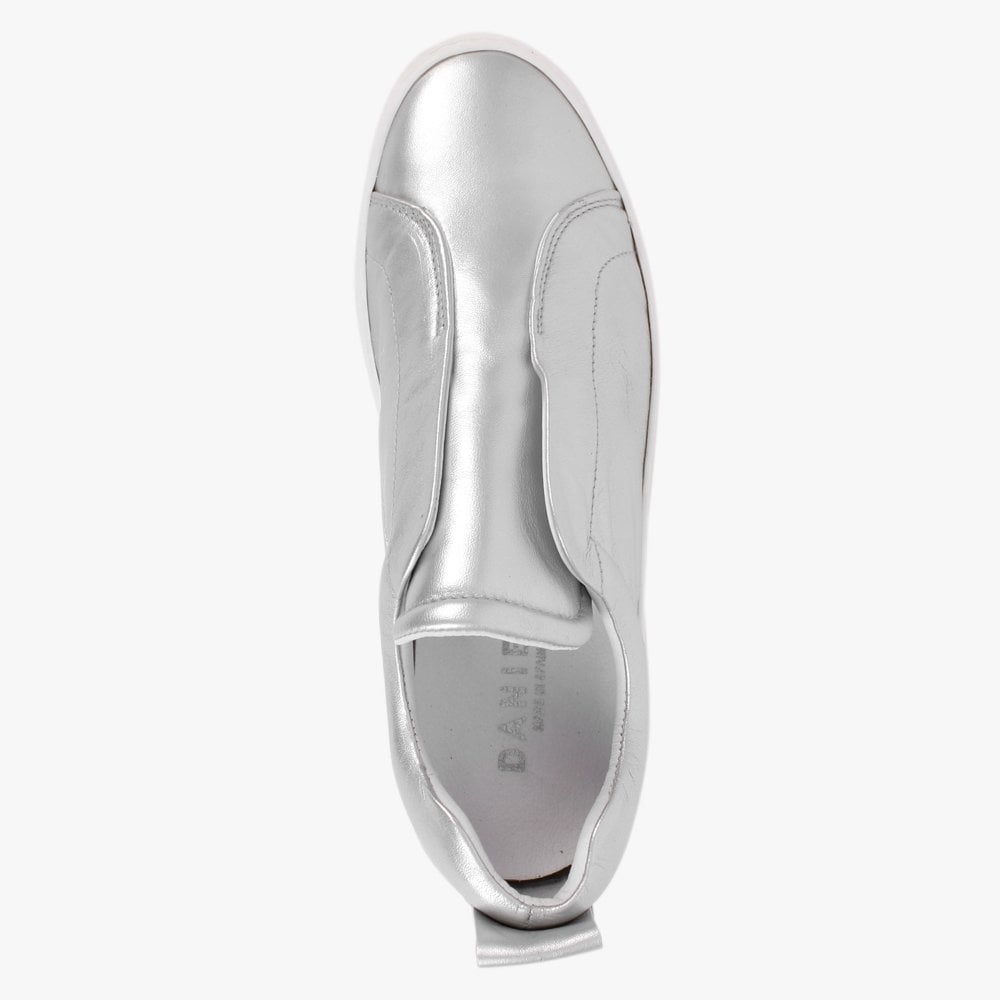 Slippy Silver Leather Laceless Trainers