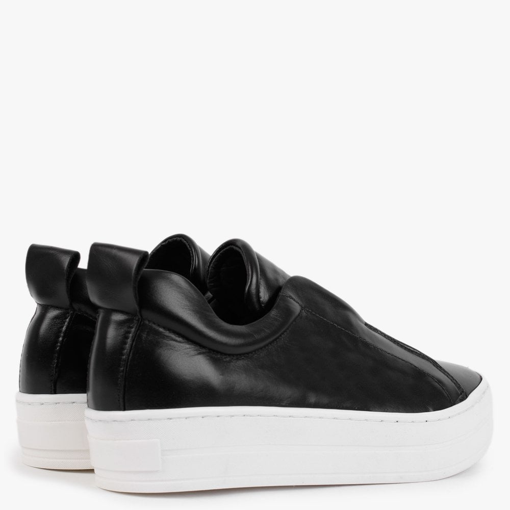 Slippy Black Leather Laceless Trainers