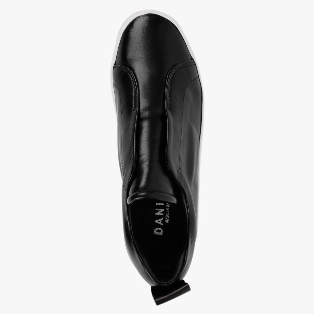 Slippy Black Leather Laceless Trainers