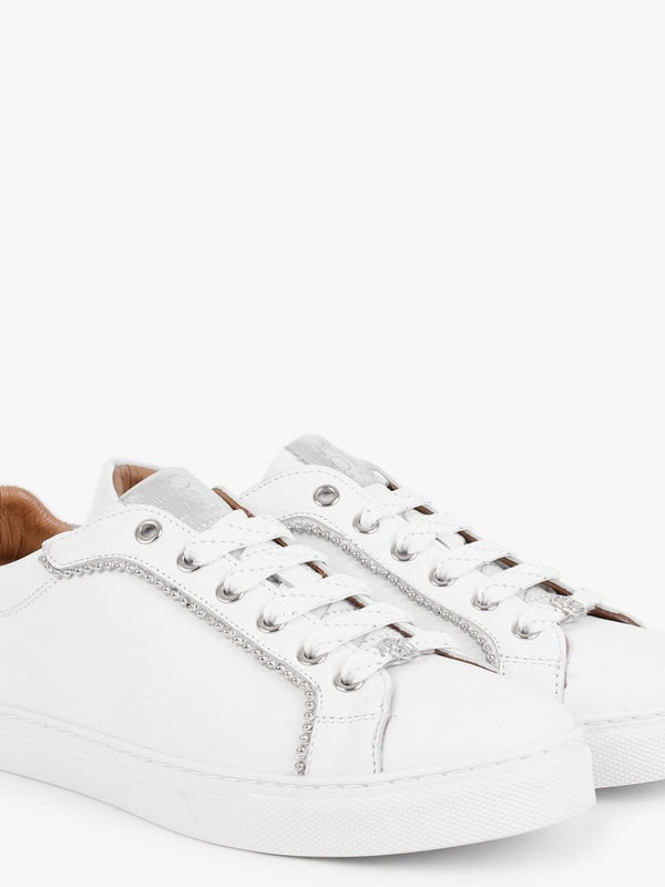 Arita White Leather Embellished Trainers