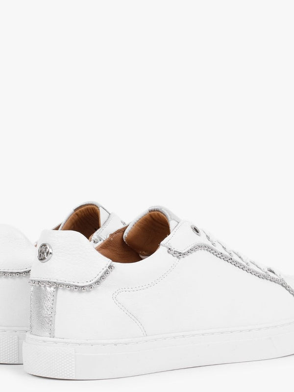 Arita White Leather Embellished Trainers