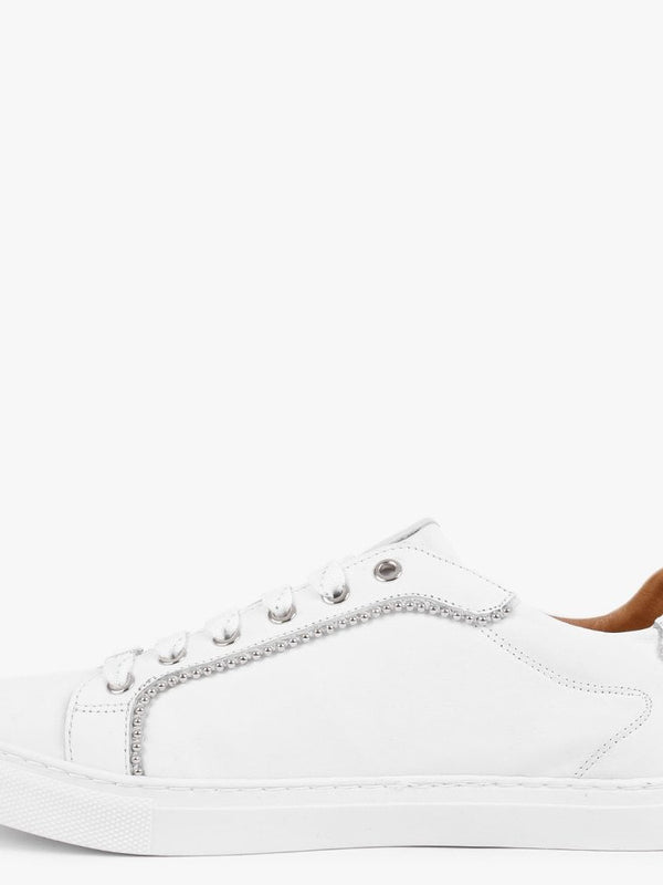 Arita White Leather Embellished Trainers