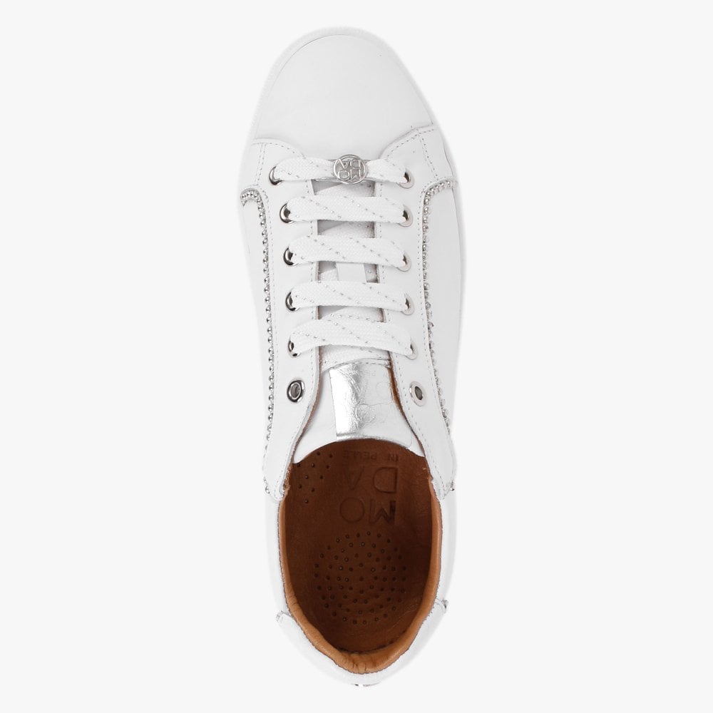 Arita White Leather Embellished Trainers
