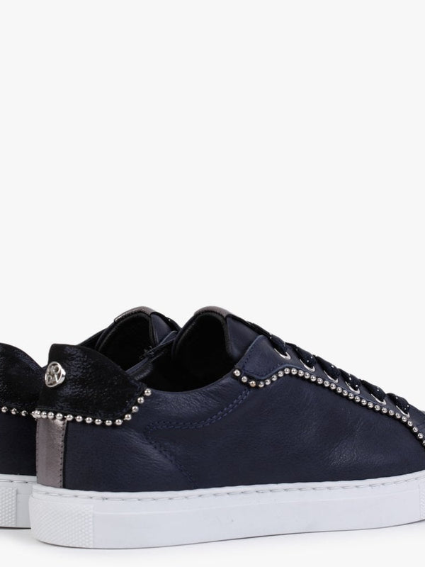 Arita Navy Leather Embellished Trainers