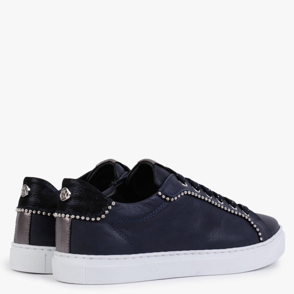 Arita Navy Leather Embellished Trainers