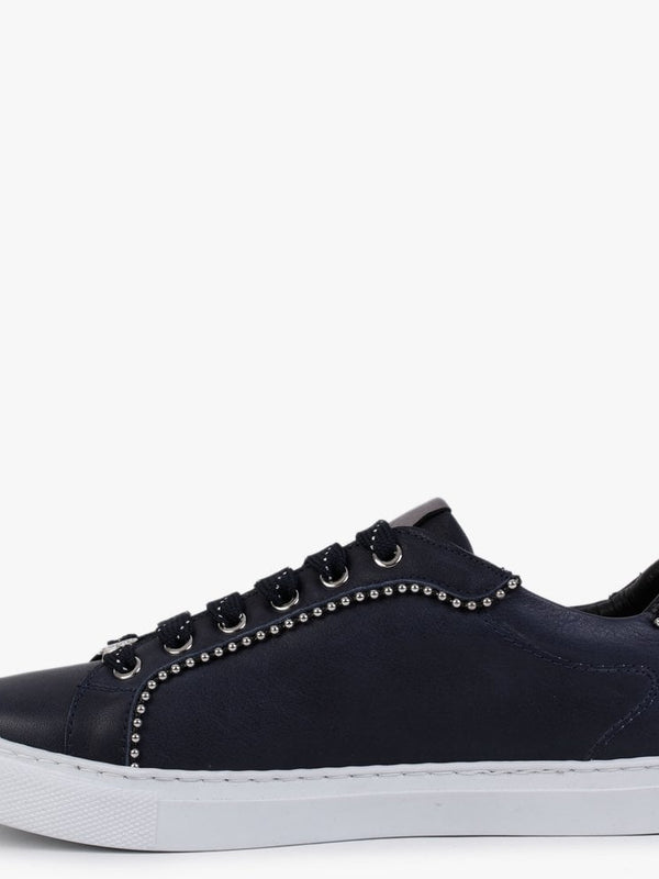Arita Navy Leather Embellished Trainers
