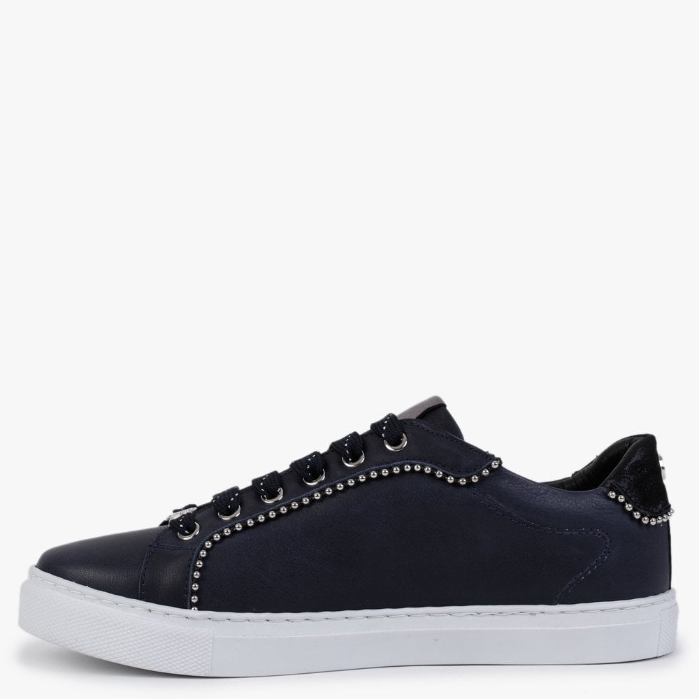 Arita Navy Leather Embellished Trainers