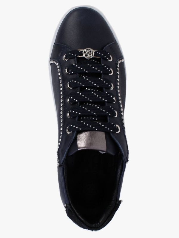 Arita Navy Leather Embellished Trainers