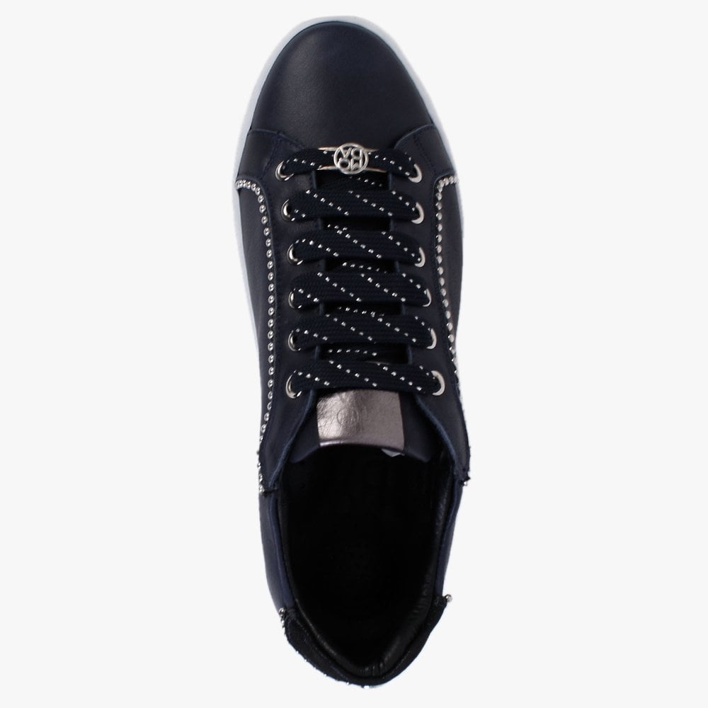 Arita Navy Leather Embellished Trainers