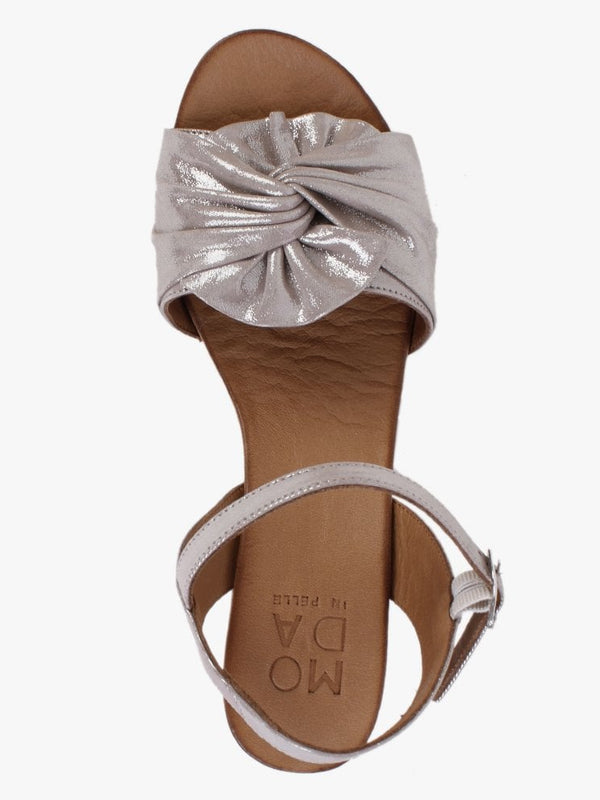Paizley Taupe Metallic Leather Wedge Sandals