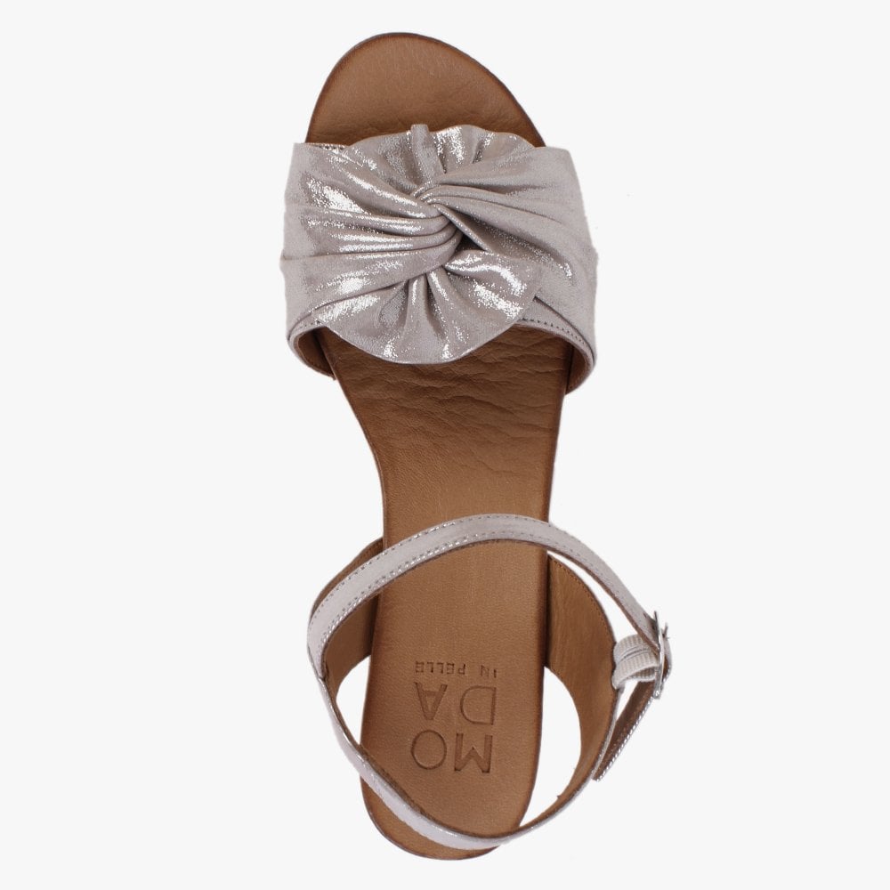 Paizley Taupe Metallic Leather Wedge Sandals