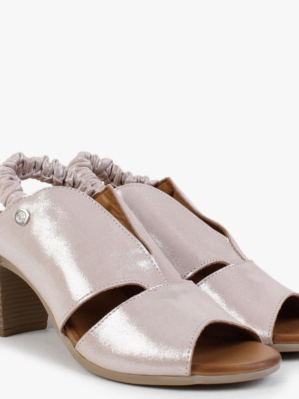 Maryam Pink Metallic Leather Cut Away Heeled Sandals