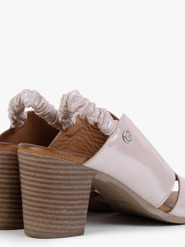 Maryam Pink Metallic Leather Cut Away Heeled Sandals