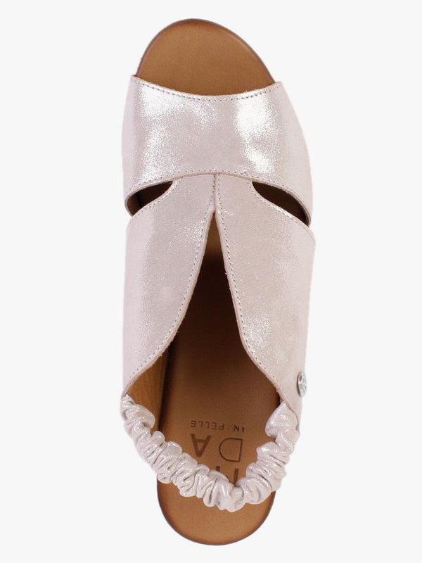 Maryam Pink Metallic Leather Cut Away Heeled Sandals