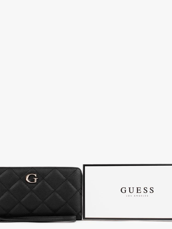 Gillian Cheque Quilted Black Organizer Wallet