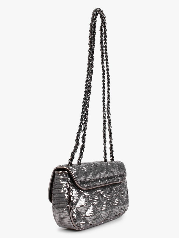 Micro Mini Cessily Sequin Pewter Shoulder Bag
