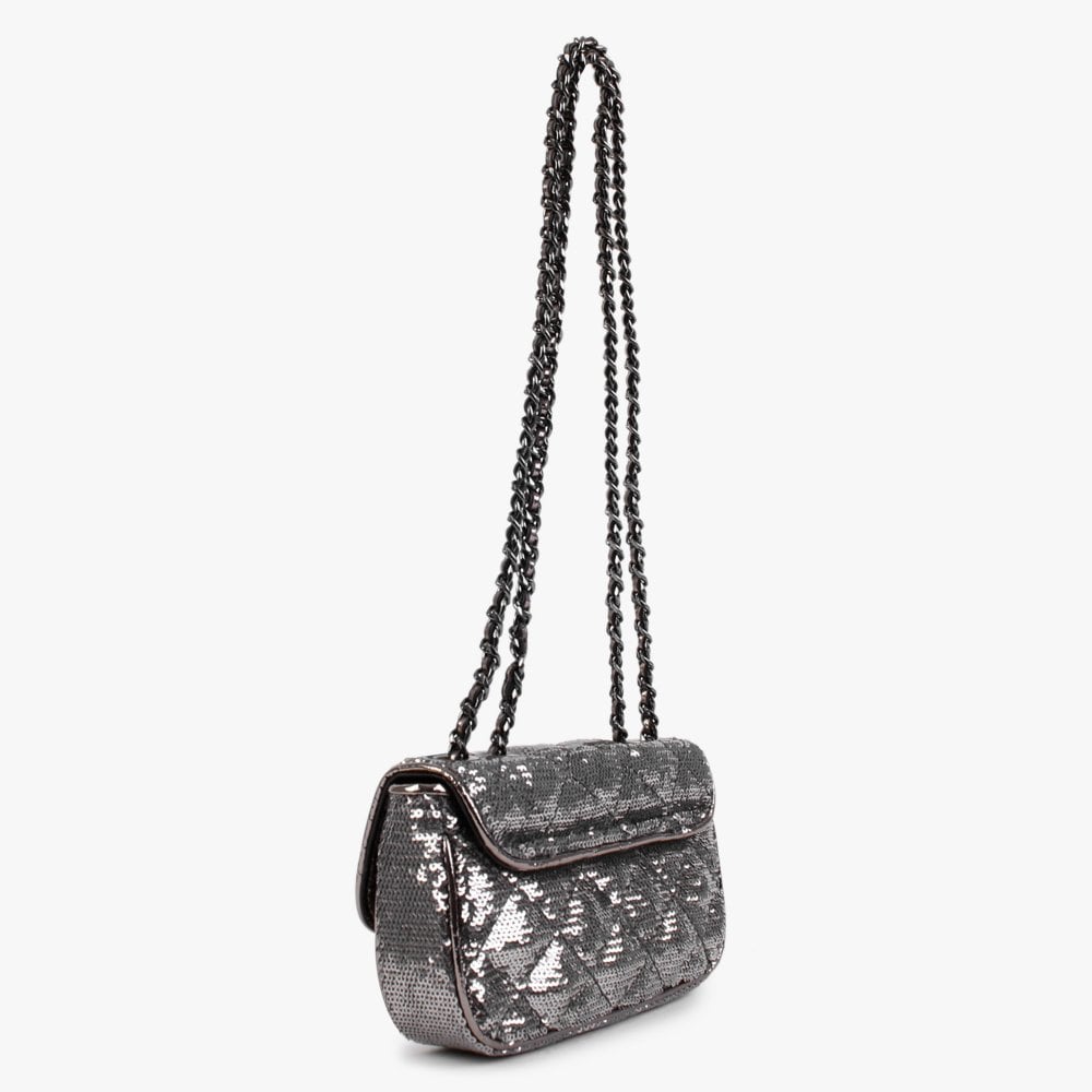 Micro Mini Cessily Sequin Pewter Shoulder Bag