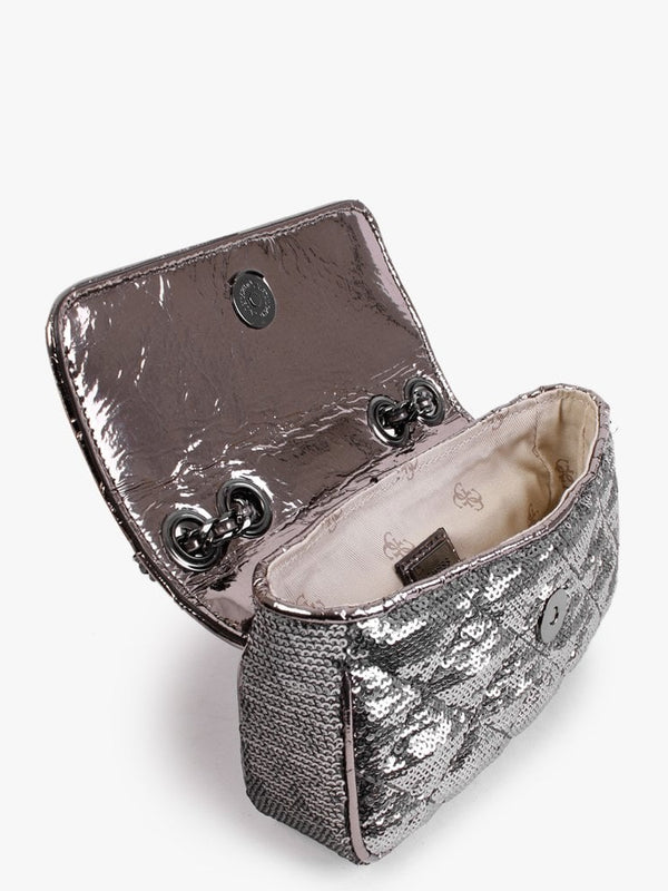 Micro Mini Cessily Sequin Pewter Shoulder Bag