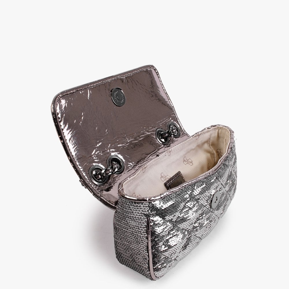 Micro Mini Cessily Sequin Pewter Shoulder Bag