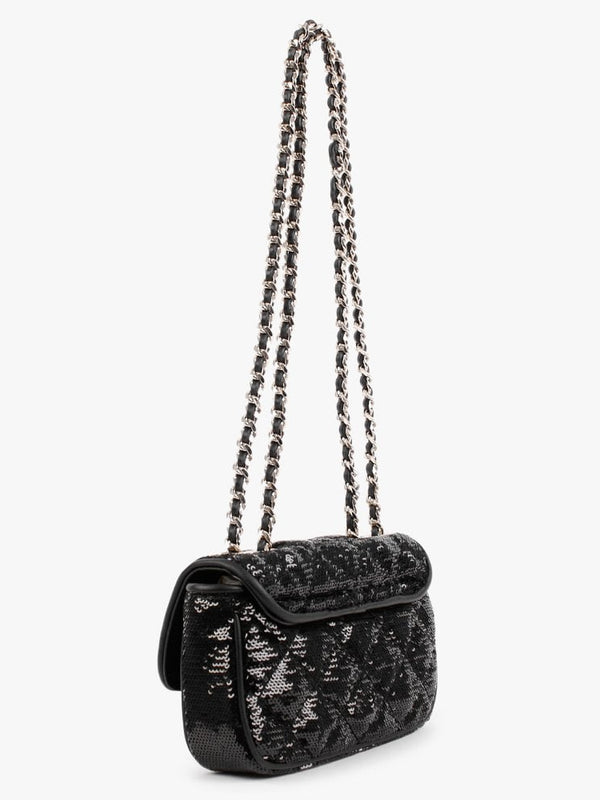 Micro Mini Cessily Sequin Black Shoulder Bag