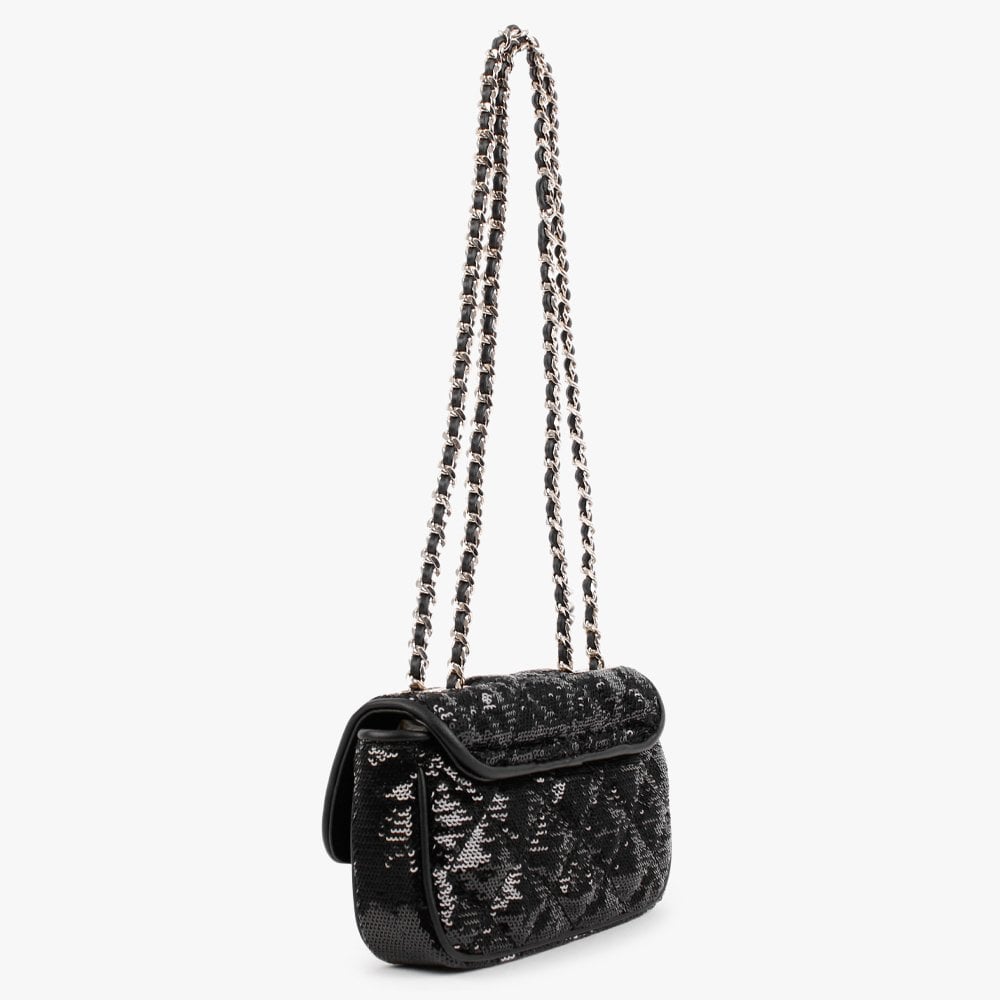 Micro Mini Cessily Sequin Black Shoulder Bag