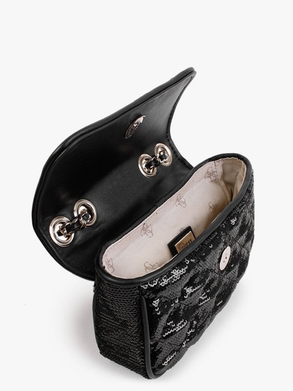 Micro Mini Cessily Sequin Black Shoulder Bag