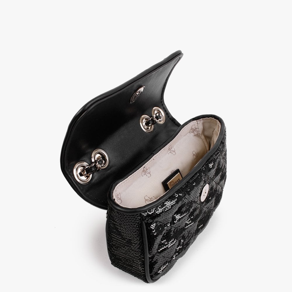 Micro Mini Cessily Sequin Black Shoulder Bag