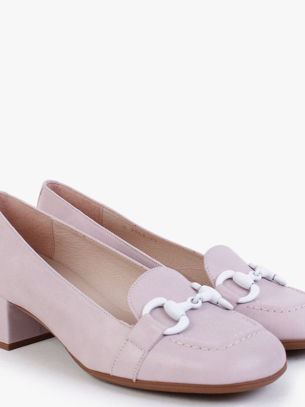 Corda Purple Leather Heeled Loafers