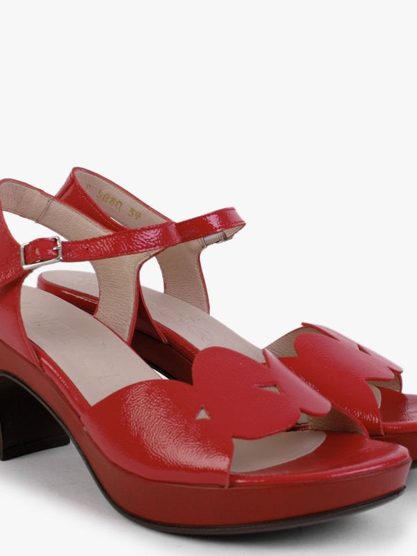 Fresco Red Patent Leather Heeled Sandals