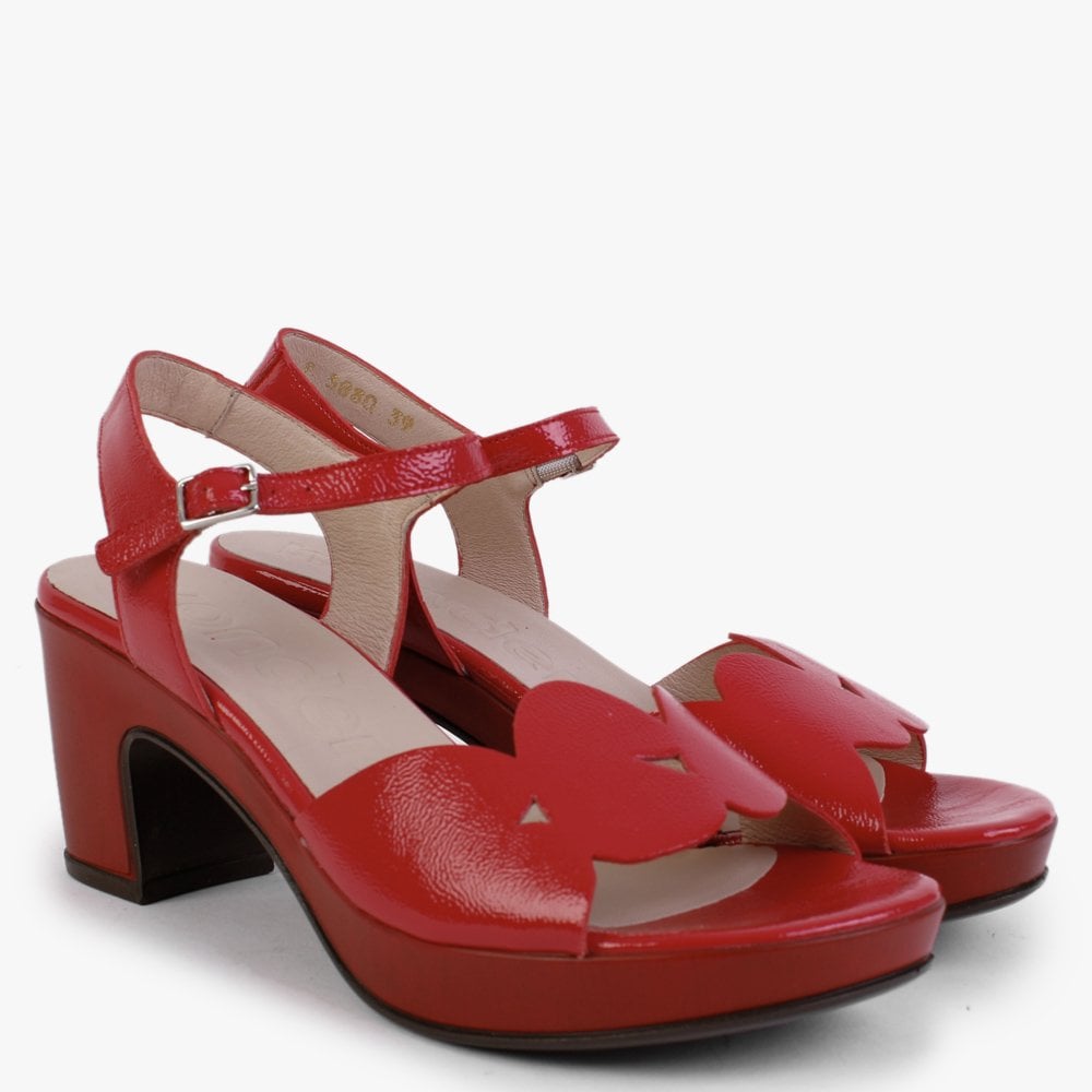 Fresco Red Patent Leather Heeled Sandals