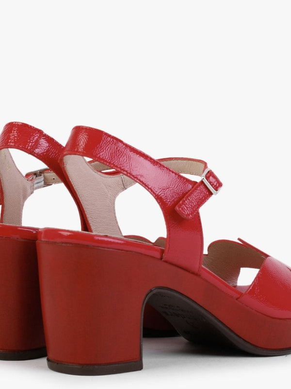 Fresco Red Patent Leather Heeled Sandals