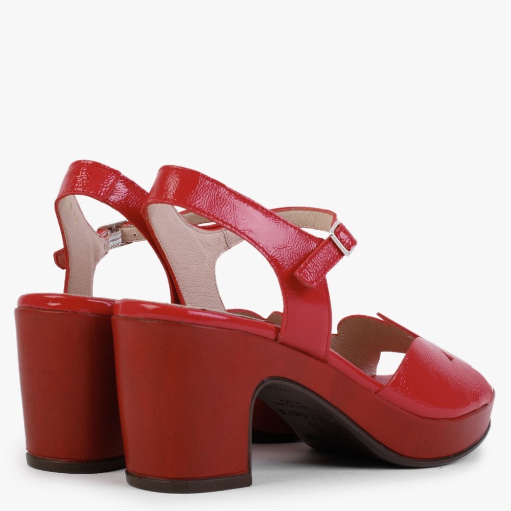 Fresco Red Patent Leather Heeled Sandals