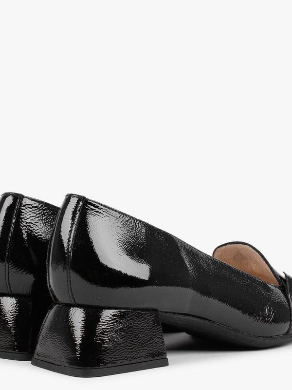 Corda Black Patent Leather Heeled Loafers