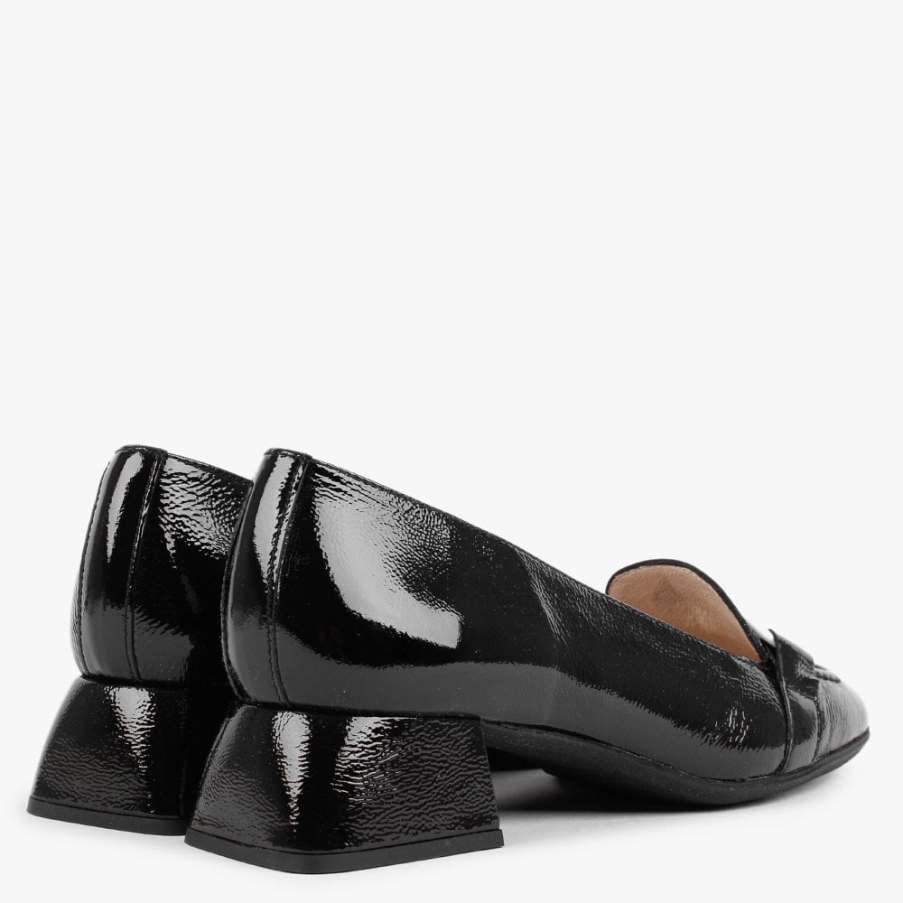 Corda Black Patent Leather Heeled Loafers