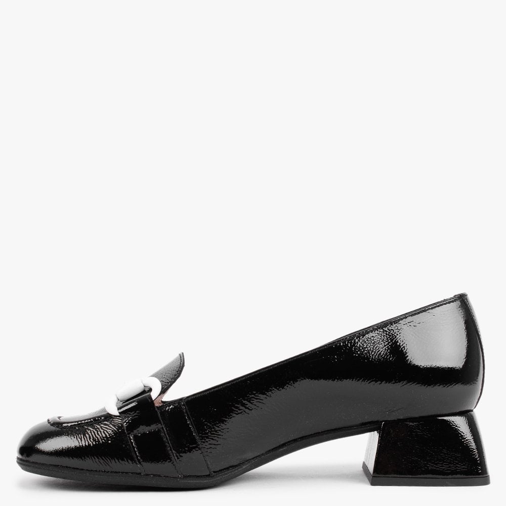 Corda Black Patent Leather Heeled Loafers