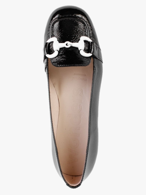 Corda Black Patent Leather Heeled Loafers
