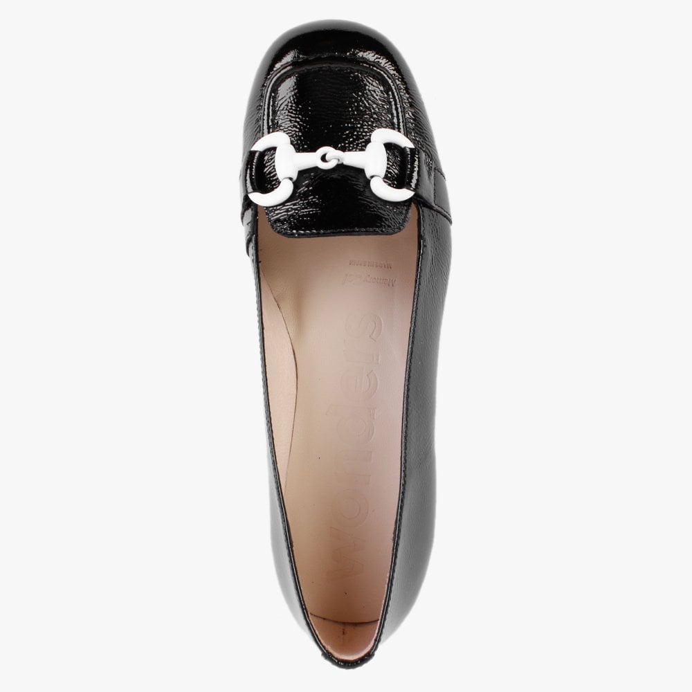 Corda Black Patent Leather Heeled Loafers