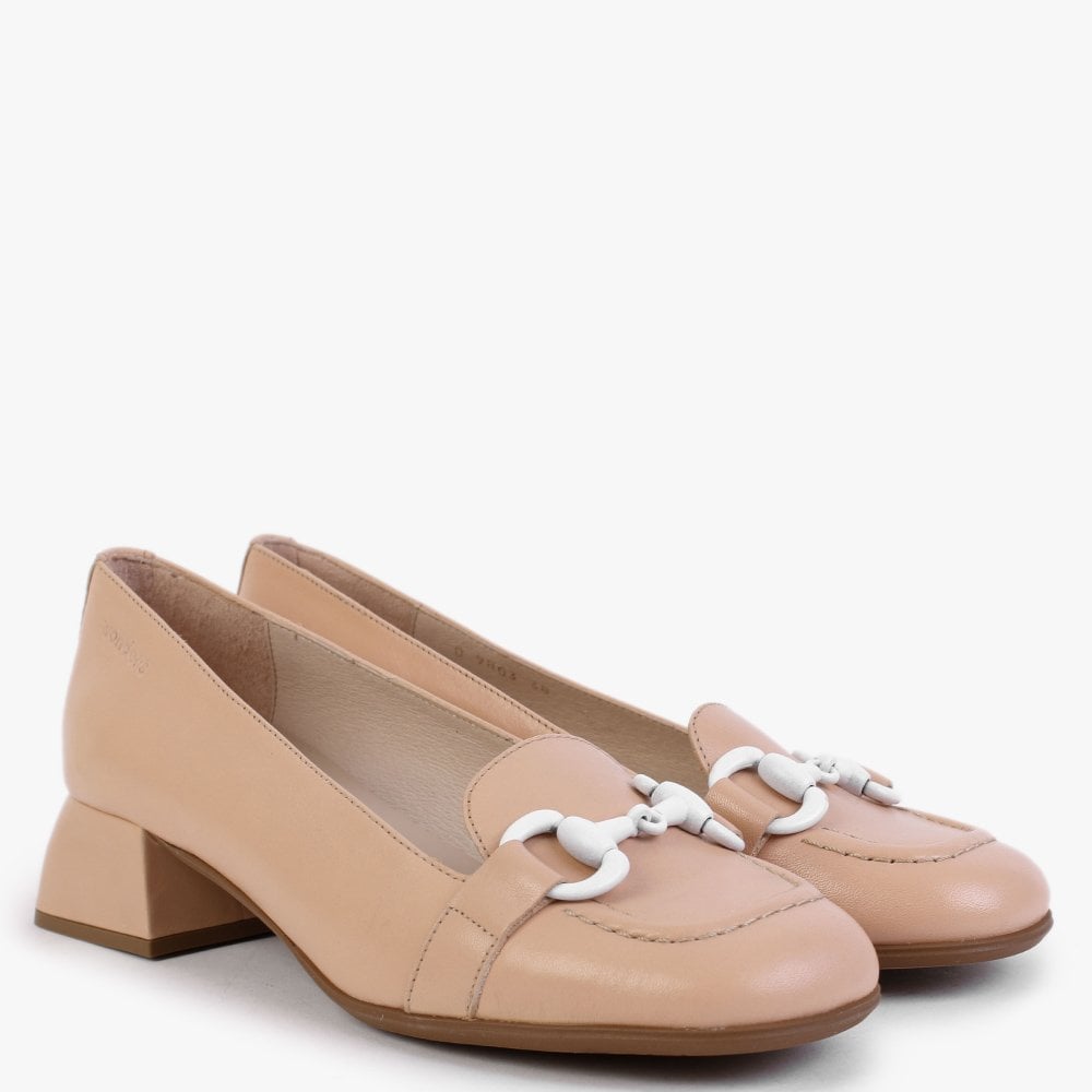 Corda Pink Leather Heeled Loafers