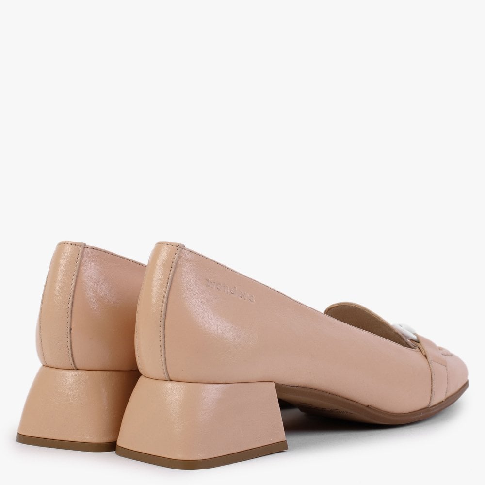 Corda Pink Leather Heeled Loafers