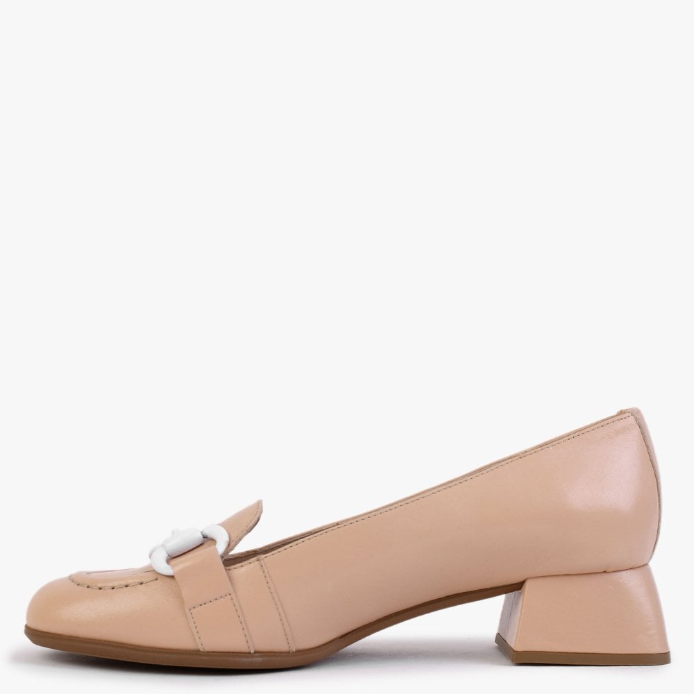Corda Pink Leather Heeled Loafers