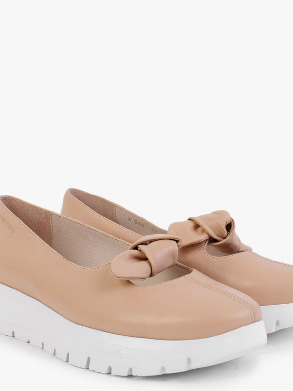 Interval Pink Leather Low Wedge Loafers