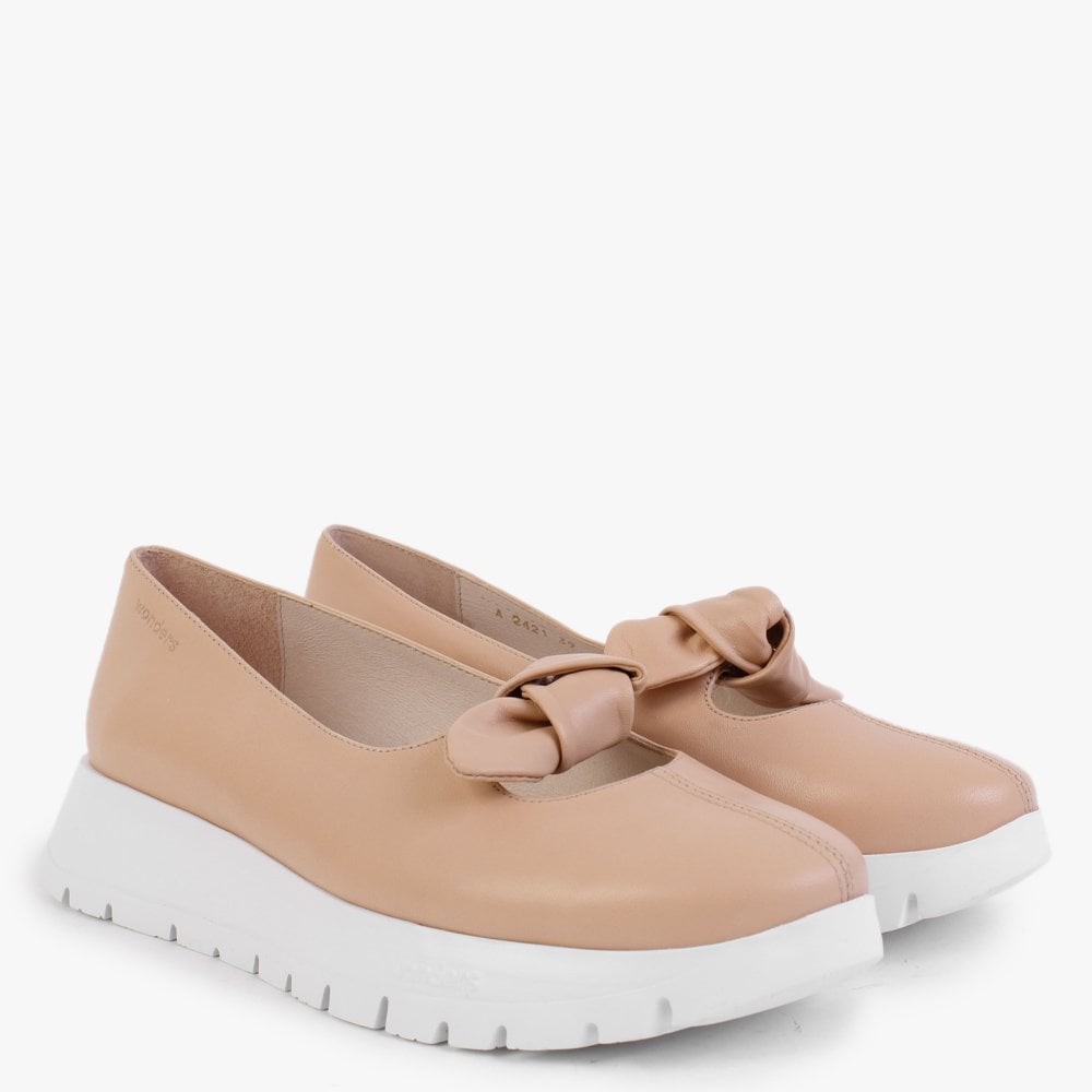 Interval Pink Leather Low Wedge Loafers