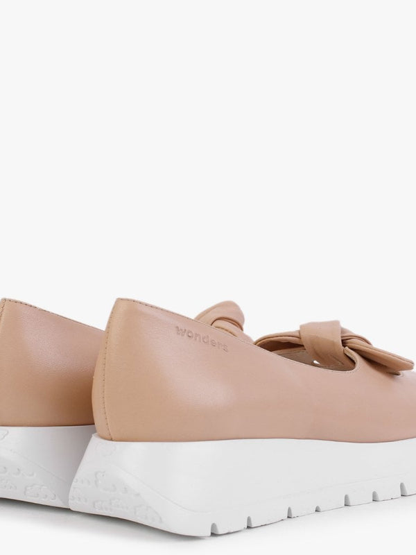 Interval Pink Leather Low Wedge Loafers