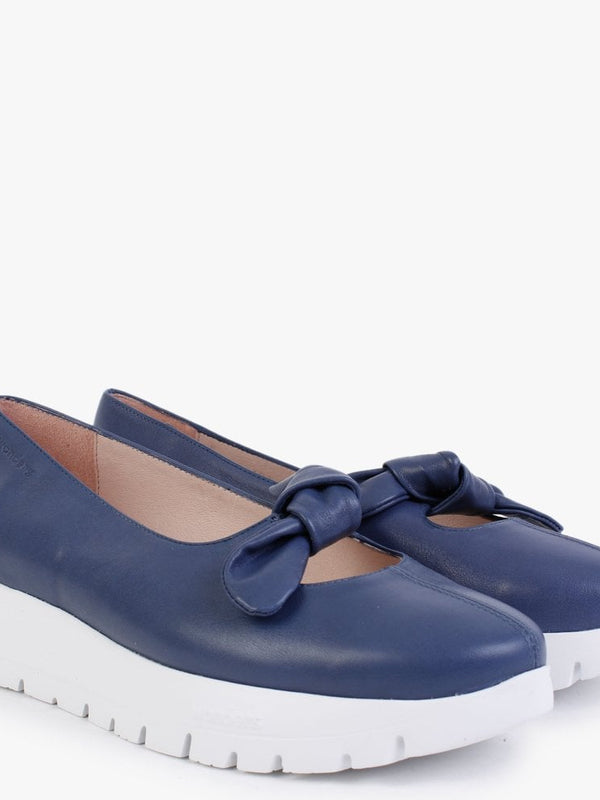 Interval Navy Leather Low Wedge Loafers